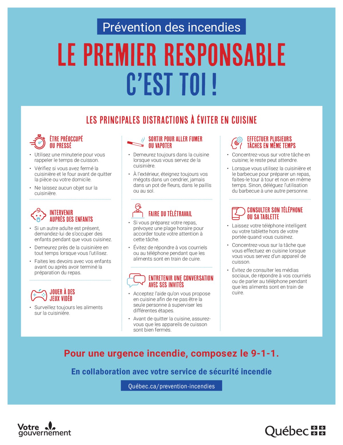 affiche avec trucs de prévention incendie