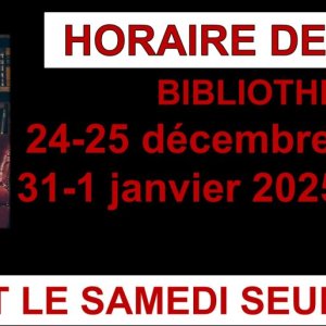 Horaire bibliothèque durant les fêtes