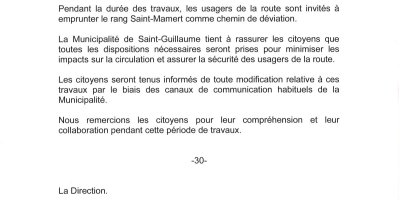 Remplacement d'un ponceau sur le 6e rang